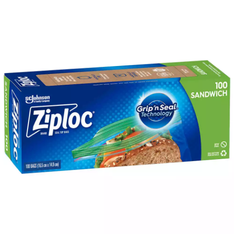 Picture of ZIPLOC SANDWICH BAG GRIP N SEAL PACK 100