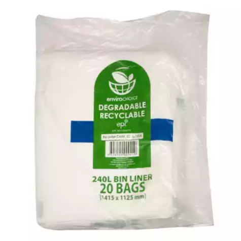 Picture of ENVIROCHOICE BIN LINER DEGRADEABLE LOW DENSITY 240 LITRE CLEAR PACK 20