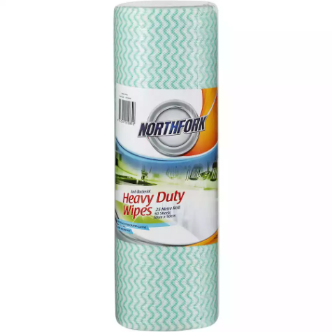 Picture of NORTHFORK HEAVY DUTY ANTIBACTERIAL PERFORATED WIPES GREEN PACK 50 SHEETS