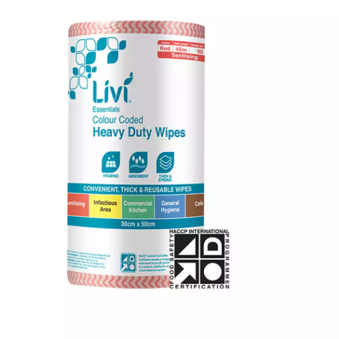 Picture of LIVI ESSENTIALS COMMERCIAL WIPES RED CARTON 4