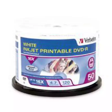 Picture of VERBATIM DVD+R 4.7GB 16X PRINTABLE SPINDLE WHITE PACK 50