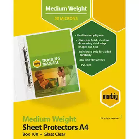 Picture of MARBIG SHEET PROTECTORS MEDIUM WEIGHT A4 BOX 100