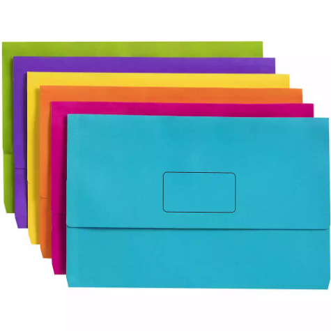 Picture of MARBIG SLIMPICK DOCUMENT WALLET FOOLSCAP BRIGHTS ASSORTED PACK 10