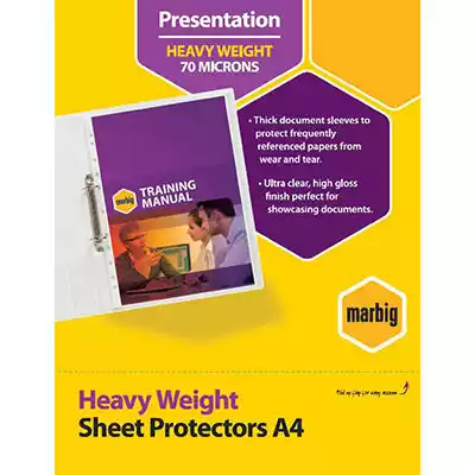 Picture of MARBIG HEAVYWEIGHT COPYSAFE SHEET PROTECTORS A4 BOX 100