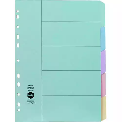 Picture of MARBIG DIVIDER MANILLA 5-TAB A4 PASTEL ASSORTED