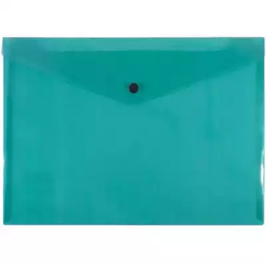 Picture of BANTEX DOCUMENT FOLDER BUTTON CLOSURE A4 TRANSPARENT GREEN