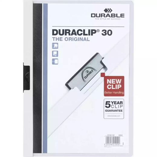 Picture of DURABLE DURACLIP DOCUMENT FILE PORTRAIT 30 SHEET CAPACITY A4 WHITE