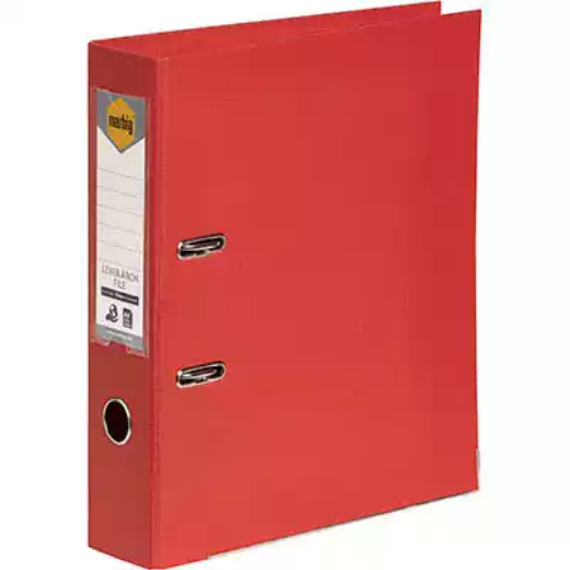 Picture of MARBIG LINEN LEVER ARCH FILE PE 75MM A4 BRIGHT RED