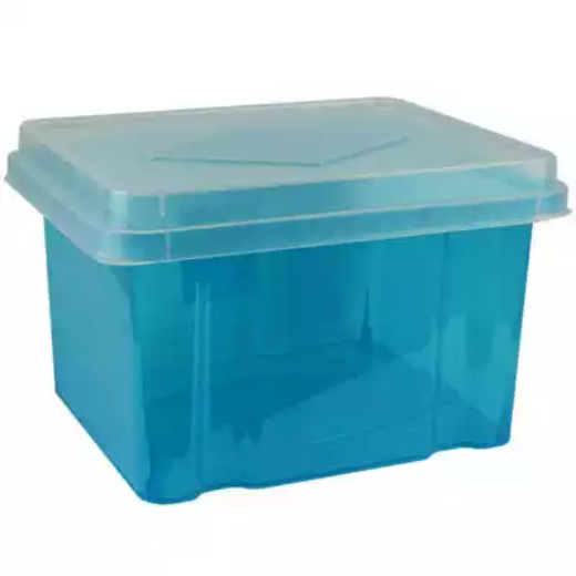 Picture of ITALPLAST FILE STORAGE BOX 32 LITRE TINTED BLUE/CLEAR LID