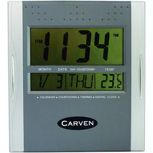 Picture of CARVEN DIGITAL CLOCK 210MM SILVER