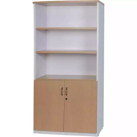 Picture of OXLEY HALF DOOR STATIONERY CUPBOARD 900 X 450 X 1800MM OAK/WHITE