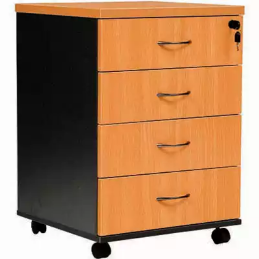 Picture of OXLEY MOBILE PEDESTAL 4-DRAWER LOCKABLE BEECH/IRONSTONE