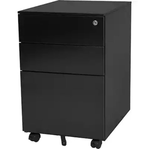 Picture of STEELCO TRIMLINE MOBILE PEDESTAL 3-DRAWER LOCKABLE 390 X 500 X 615MM BLACK SATIN