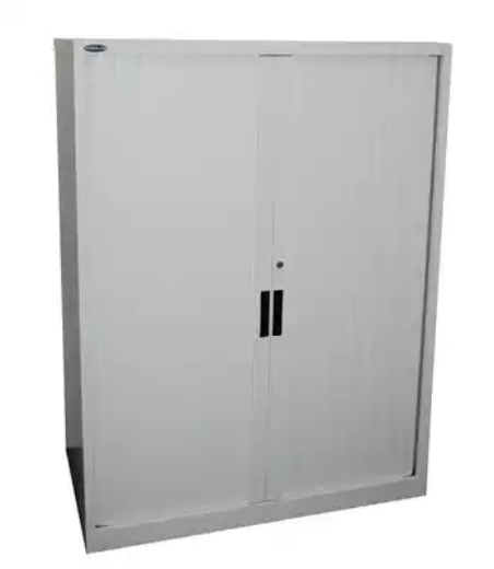 Picture of STEELCO TAMBOUR DOOR CABINET 3 SHELVES 1320H X 900W X 463D MM WHITE SATIN