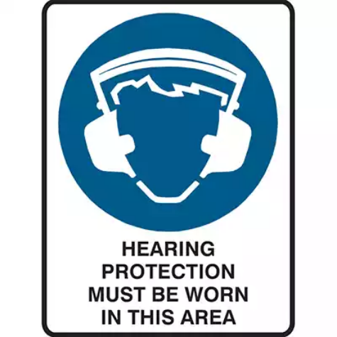 Picture of BRADY MANDATORY SIGN HEARING PROTECTION MUST BE WORN IN THIS AREA 450 X 300MM POLYPROPYLENE