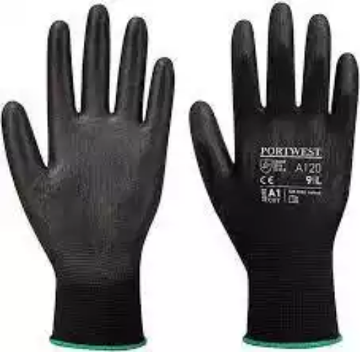 Picture of PORTWEST A120 PU PALM GLOVE BLACK S