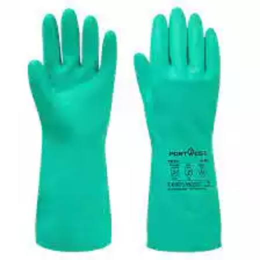 Picture of PORTWEST A810 NITROSAFE CHEMICAL GAUNTLET GREEN M