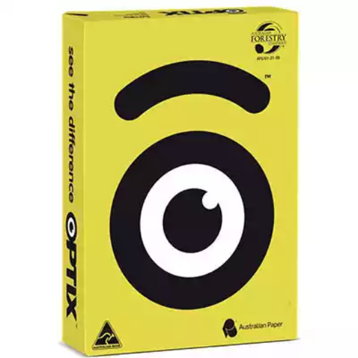 Picture of OPTIX COLOURED A4 COPY PAPER 80GSM SUNI YELLOW PACK 500 SHEETS