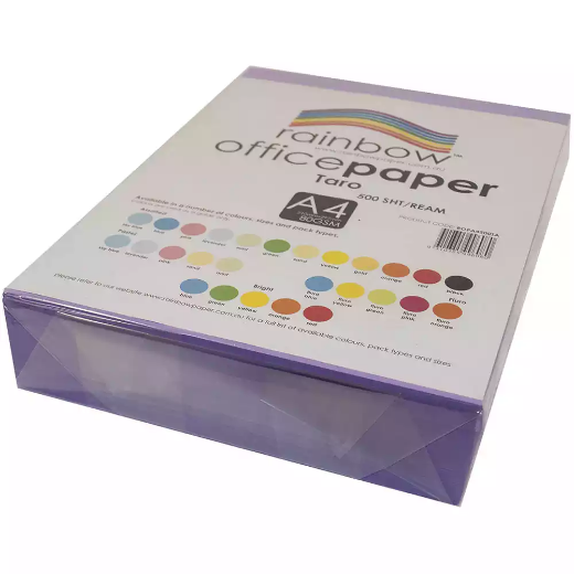 Picture of RAINBOW COLOURED A4 COPY PAPER 80GSM 500 SHEETS TARO MAUVE