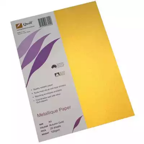 Picture of QUILL METALLIQUE PAPER 120GSM A4 AUTUMN GOLD PACK 25