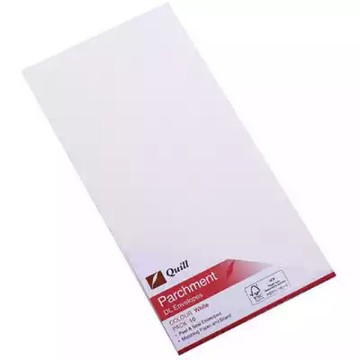 Picture of QUILL DL PARCHMENT ENVELOPES PLAINFACE STRIP SEAL 90GSM 110 X 220MM WHITE PACK 25