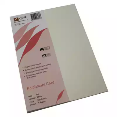 Picture of QUILL PARCHMENT CARD 176GSM A4 WHITE PACK 50