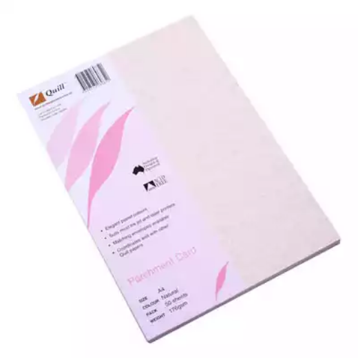 Picture of QUILL PARCHMENT CARD 176GSM A4 NATURAL PACK 50