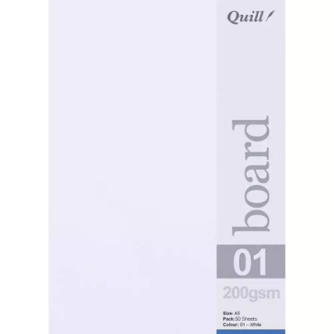 Picture of QUILL BOARD 200GSM A5 WHITE PACK 50