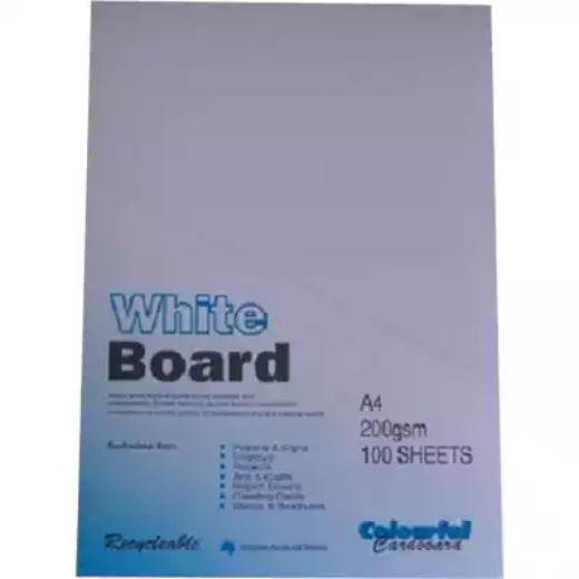 Picture of COLOURFUL DAYS WHITE PASTEBOARD 200GSM A4 PACK 100