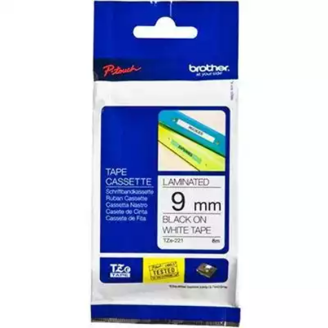 Picture of BROTHER TZE-221 LAMINATED LABELLING TAPE 9MM BLACK ON WHITE