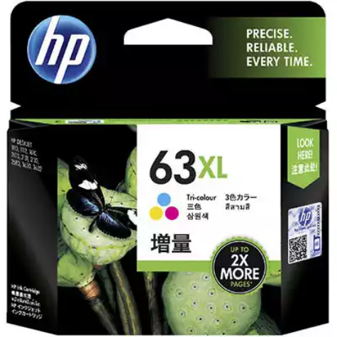 Picture of HP F6U63AA 63XL INK CARTRIDGE HIGH YIELD TRI COLOUR PACK CYAN/MAGENTA/YELLOW