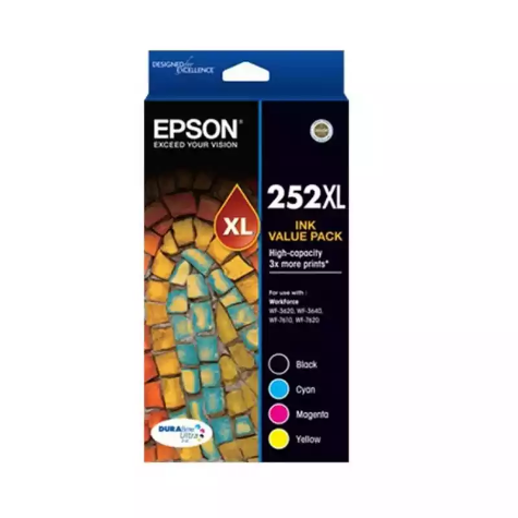 Picture of EPSON 252XL INK CARTRIDGE HIGH YIELD VALUE PACK BLACK/CYAN/YELLOW/MAGENTA