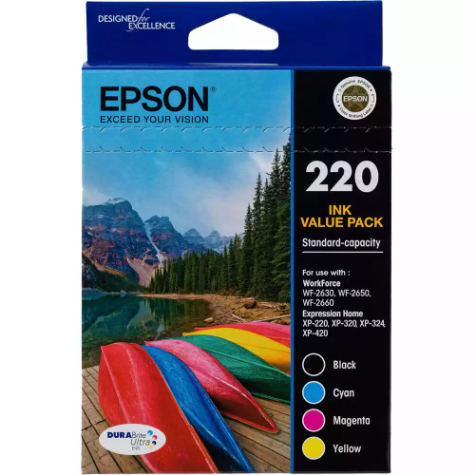 Picture of EPSON 220 INK CARTRIDGE VALUE PACK CYAN/MAGENTA/YELLOW/BLACK