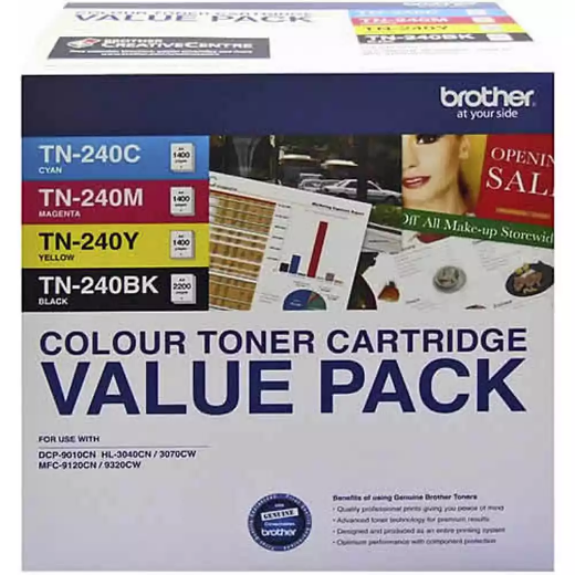 Picture of BROTHER TN240 TONER CARTRIDGE VALUE PACK BLACK/CYAN/MAGENTA/YELLOW