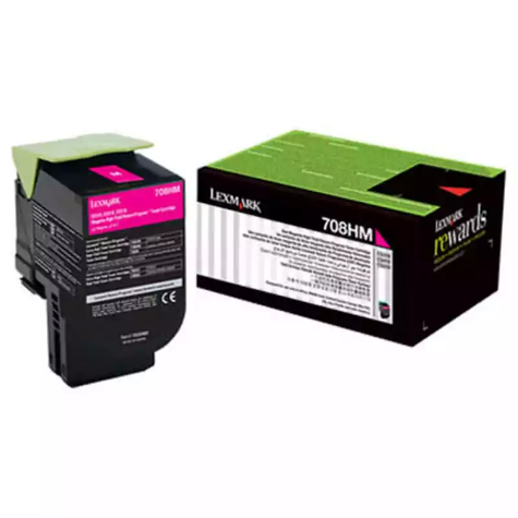 Picture of LEXMARK 70C8HM0 708HM TONER CARTRIDGE HIGH YIELD MAGENTA