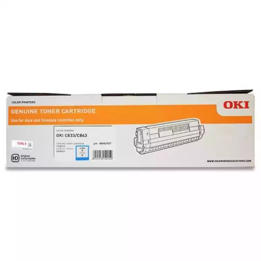 Picture of OKI C833N TONER CARTRIDGE CYAN