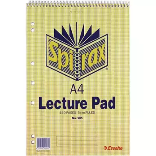 Picture of SPIRAX 905 LECTURE BOOK 7MM RULED 7 HOLE PUNCHED TOP OPEN SPIRAL BOUND 140 PAGE A4