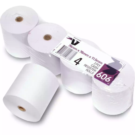 Picture of VICTORY 606 CASH REGISTER ROLL 2-PLY 76 X 76 X 11.5MM PACK 4