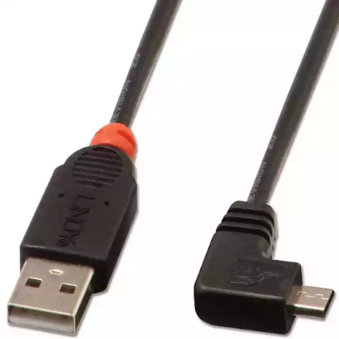 Picture of LINDY 31977 USB-A TO MICRO USB-B 2.0 90-DEGREE CABLE 2M BLACK