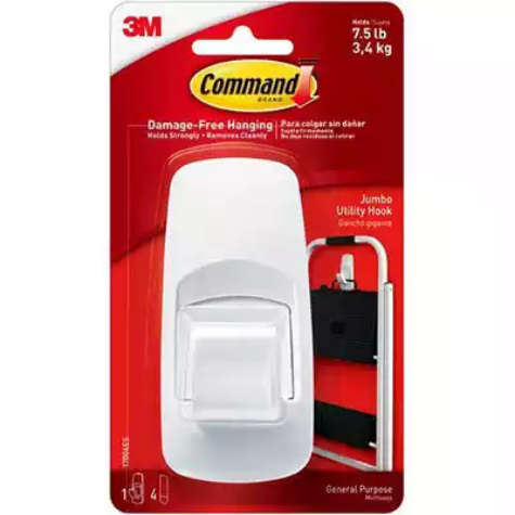 Picture of COMMAND ADHESIVE JUMBO HOOK WHITE PACK 1 HOOK AND 4 STRIPS