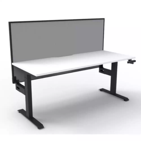 Picture of RAPIDLINE BOOST CRANK SINGLE SIDED WORKSTATION WITH SCREEN 1200 X 750 X 705MM NATURAL WHITE TOP AND BLACK SATIN FRAME