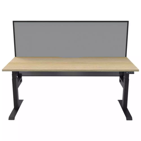 Picture of RAPIDLINE BOOST LIGHT SINGLE SIDED WORKSTATION WITH SCREEN 1500MM NATURAL OAK TOP / BLACK FRAME / GREY SCREEN