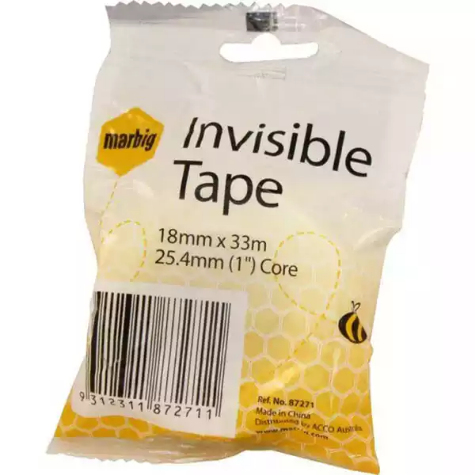 Picture of MARBIG INVISIBLE TAPE 18MM X 33M 25.4MM CORE