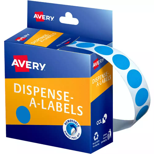 Picture of AVERY 937275 ROUND LABEL DISPENSER 14MM LIGHT BLUE BOX 1050