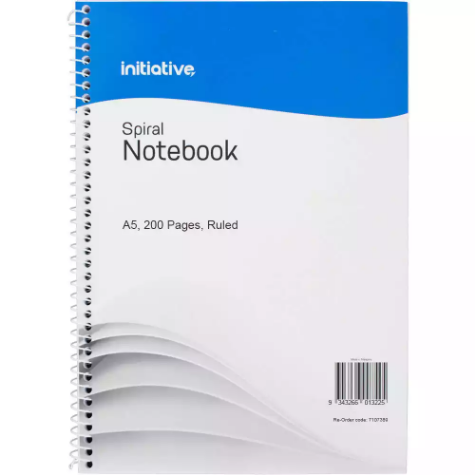 Picture of INITIATIVE SPIRAL NOTEBOOK SIDE BOUND 200 PAGE A5