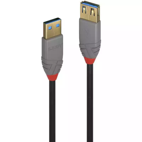 Picture of LINDY 36763 ANTHRA LINE USB-A 3.0 EXTENSION CABLE 3M BLACK