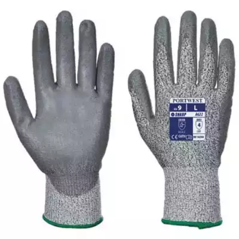 Picture of PORTWEST A622 CUT 5 PU PALM GLOVE GREY XL