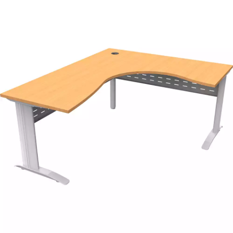 Picture of RAPID SPAN CORNER WORKSTATION WITH METAL MODESTY PANEL 1800 X 1200 X 700MM BEECH/WHITE