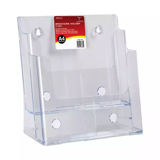 Picture of DEFLECTO BROCHURE HOLDER 2-TIER A4 CLEAR