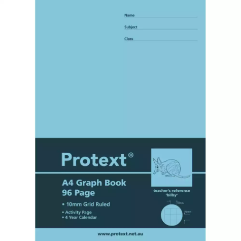 Picture of PROTEXT GRAPH BOOK 10MM 96 PAGE BILBY A4 ASSORTED